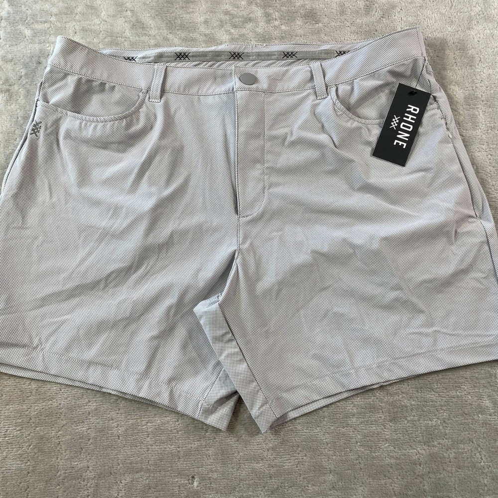 Rhone Momentum Shorts Mens 38 Gray Check 7" Performance Golf Preppy Minimalist